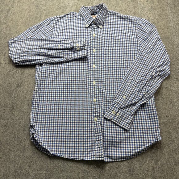 Brooks Brothers Oxford Button-Down Shirt Men L Blue Check Gingham OCBD 44" - Picture 2 of 13